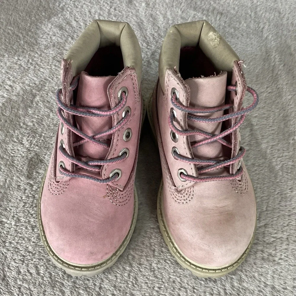 Timberland Premium 6 inch Toddler Girls Boots Size 13 Pink Nubuck Waterproof NEW